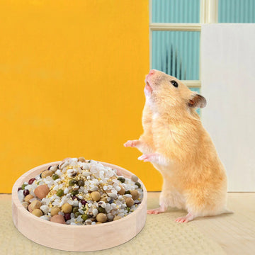 Hamster Food Bowl Wear-resistant Hay Squirrel Feeding Wood Bunny Bowls Pet Holder Dish Guinea Pig