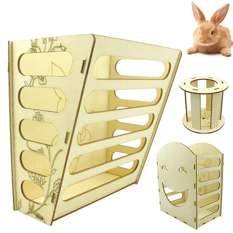 Wooden Hay Feeder for Guinea Pig and Rabbit, Hay Rack, Manger for Bunny, Chinchilla, Small Animal Feeding