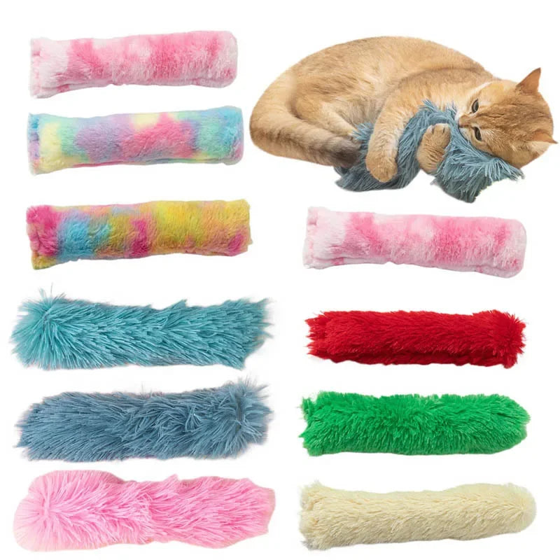 Cat Plush Long Pillow Toy Winter Warm with Catnip Toys Kitten Interactive Self-healing Catch Playing Toy Cat Chew Toy Supplies