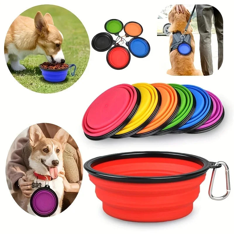 1pcs Pet Folding Bowl Outdoor Drinking Bowl Portable Cat and Dog Food Utensils Outdoor Travel Supplies Good Items