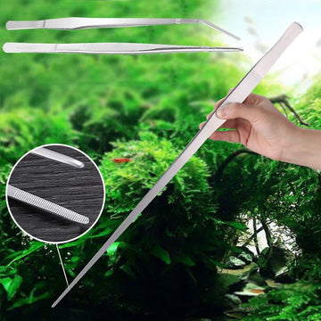 Stainless Steel Curved Aquarium Tweezers Aquarium Plant Shrimp Reef Tank Straight Tweezer Cleaning Tool Fish Tank Accessories