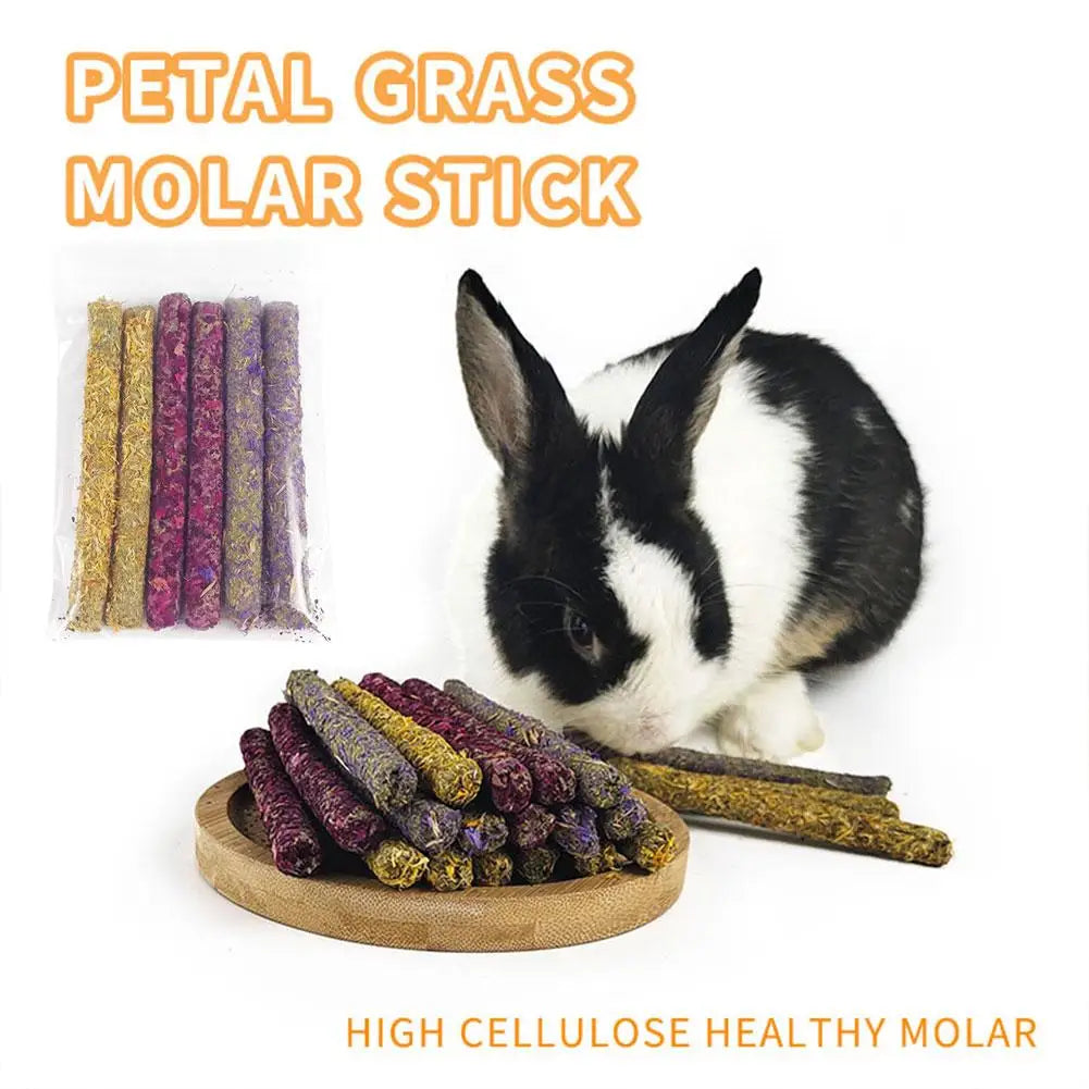 6/18pcs Rabbit Chew Sticks Mixed Natural Flower Chew Toys Treats For Rabbit Bunny Chinchilla Guinea Pig Hamster Molar Snack N2V7