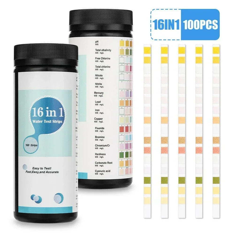 16 In 1 Drinking Water Test Kit PH Test Strips For Aquarium Tap Water Quality Testing Swimming Pool Spa Water Test Strip