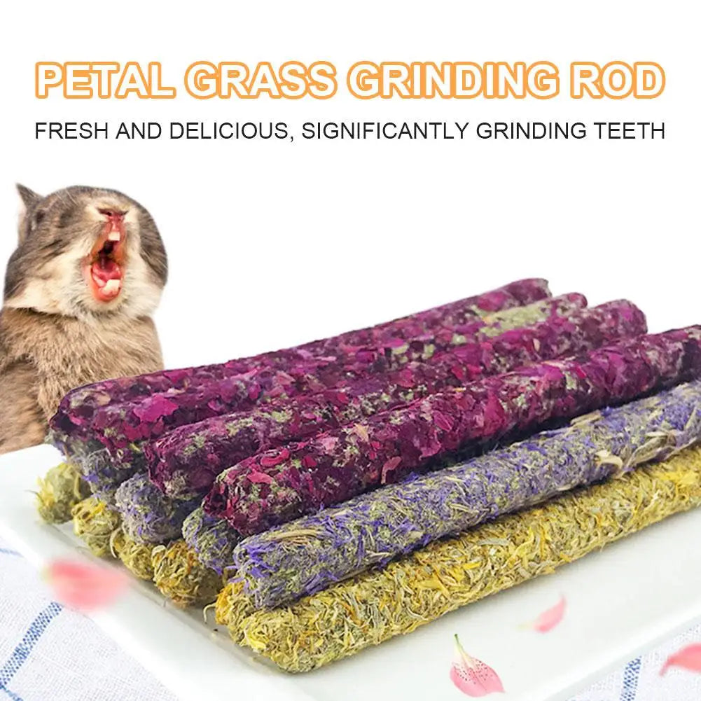 6/18pcs Rabbit Chew Sticks Mixed Natural Flower Chew Toys Treats For Rabbit Bunny Chinchilla Guinea Pig Hamster Molar Snack N2V7