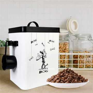 Dog Food Storage container With Spoon Sealed Pet Food Storage Pet Feed Barrel Storage Lovely Dog Food Storage Container